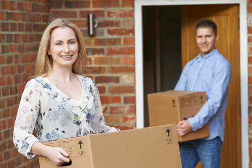 Professional moving help loading items into a van safely