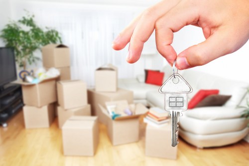 Removal van and movers preparing for local house removals