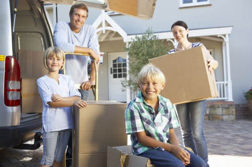 Packed furniture secured inside a removal truck