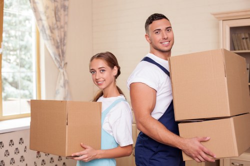 Unpacking and room organization in a new home